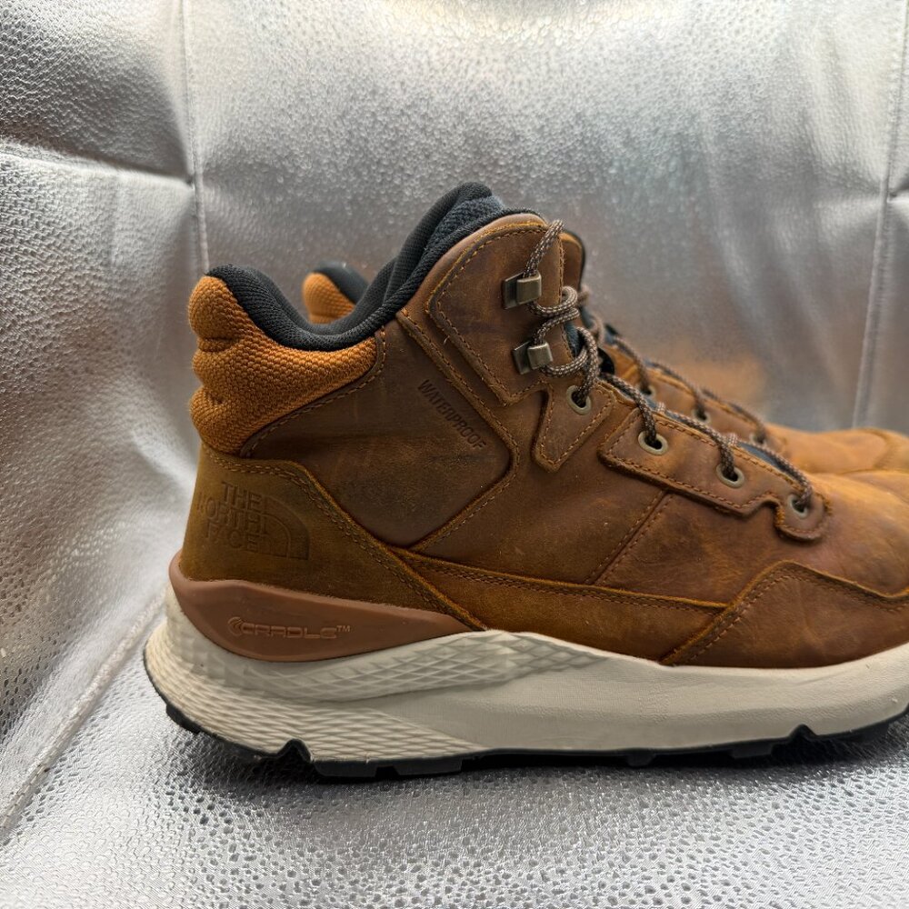 Size 12 The North‎ Face Vals II Mid Brown Mens Leather Waterproof Hiking Boots - Picture 2 of 10
